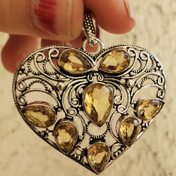 New Citrine 925 Silver Heart Pendant. - Picture 6 of 13